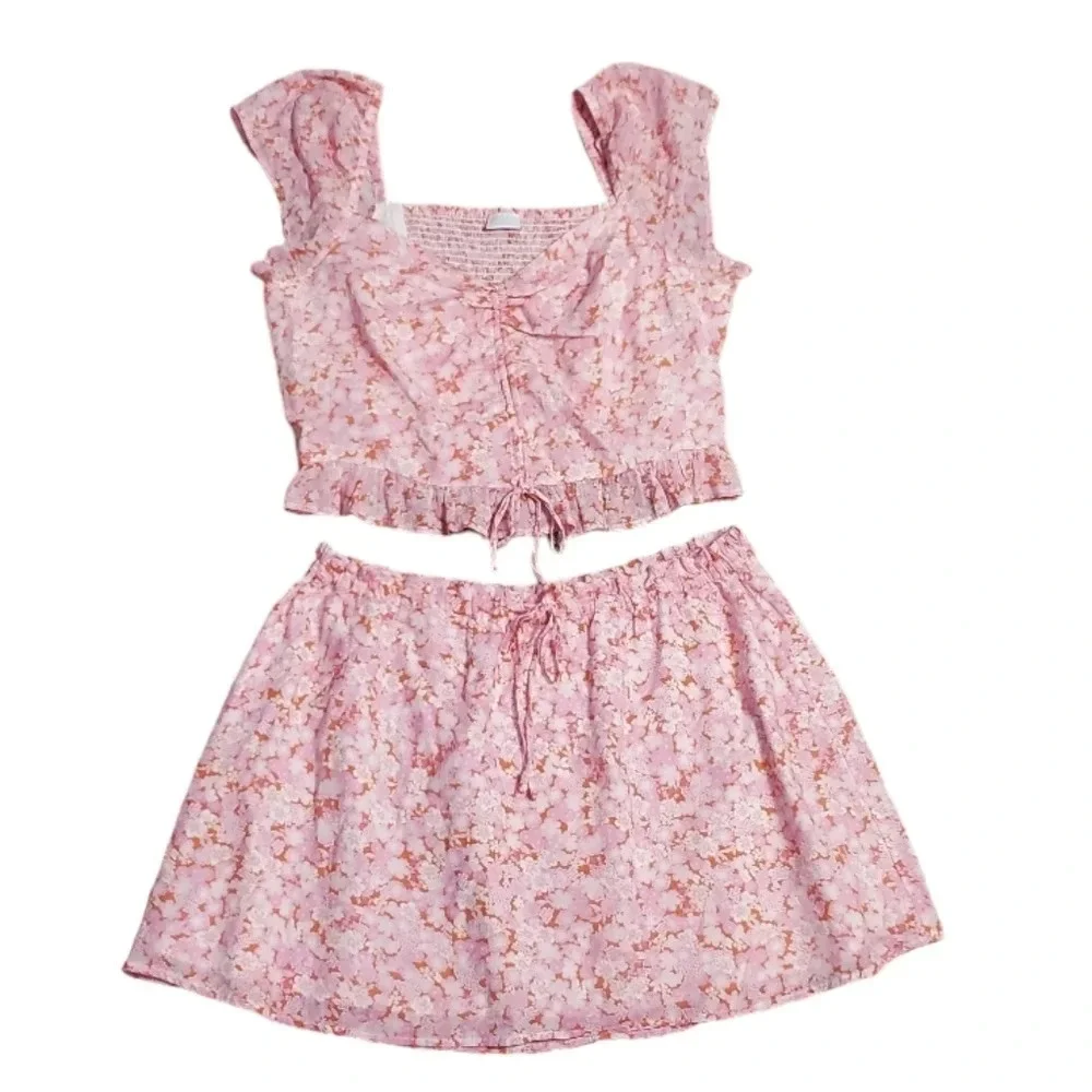 NWOT Abound Women's 2 PC Floral Top & Moxie Skirt Set 2X